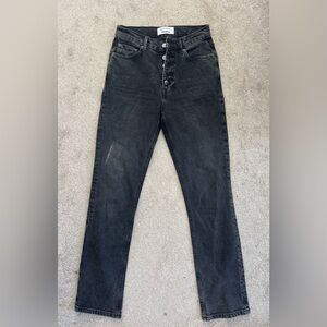Reformation Yuma Charcoal Button-Fly Denim jeans